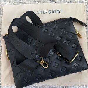 Black Embossed Leather Crossbody Bag